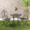 Conjunto Mesa com 2 Cadeiras Dobráveis para Exterior em Ferro Preto Provence Breakfast Venda