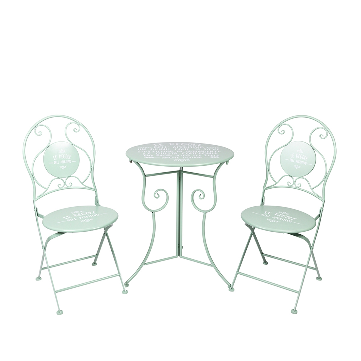 Conjunto de mesa e 2 cadeiras dobráveis para exterior verde Le Regole dell'Aperitivo
