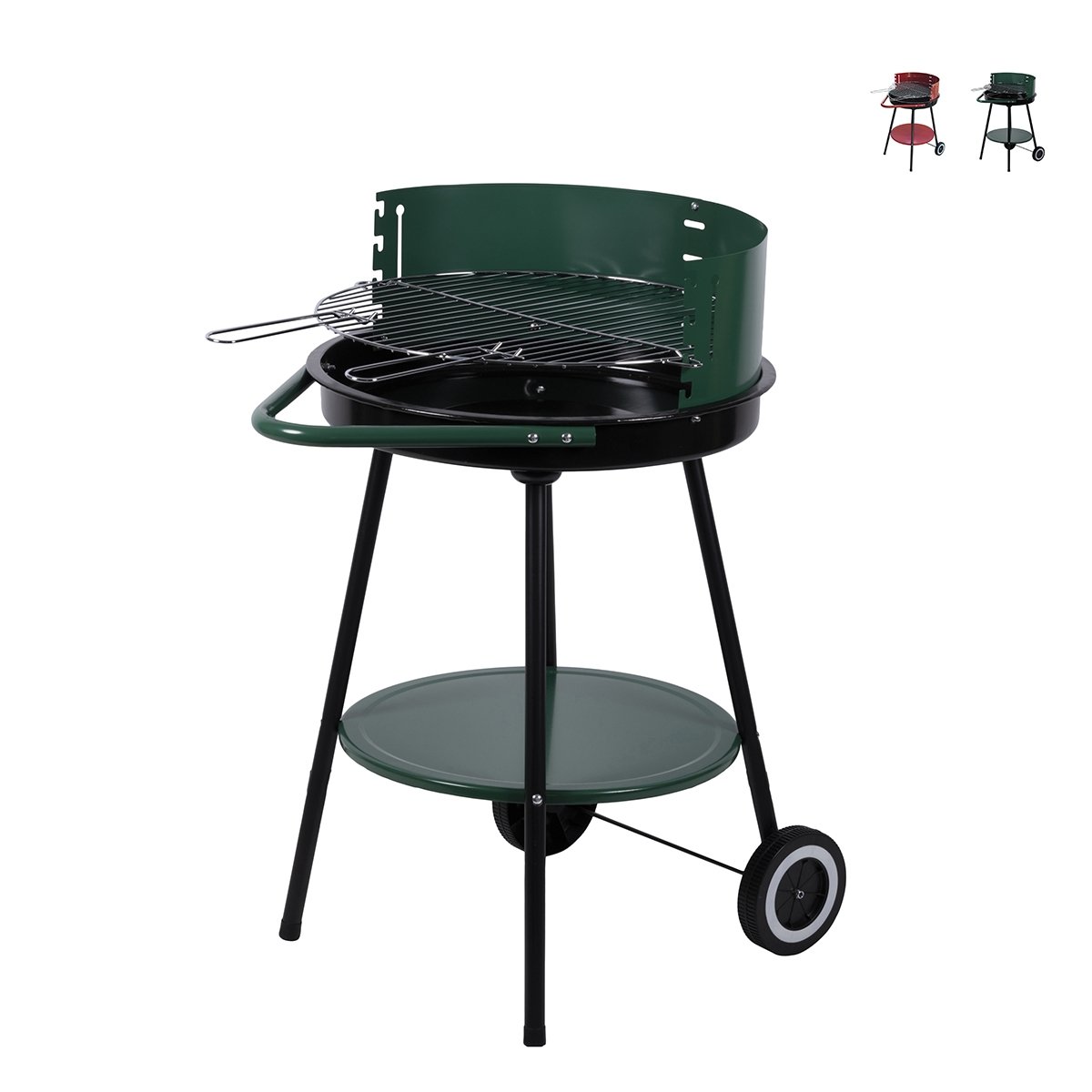 Churrasqueira a carvão com rodas e grelha redonda Ø 48cm ajustável Kivra Promoção Churrasqueira a carvão com rodas e grelha redonda Ø 48cm ajustável Kivra Promoção
