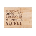 Tábua de cortar em madeira 27x20 cm "Escreve-se hoje cozinho eu, lê-se Sim Chef" Promoção