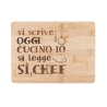 Tábua de cortar em madeira 27x20 cm "Escreve-se hoje cozinho eu, lê-se Sim Chef" Promoção