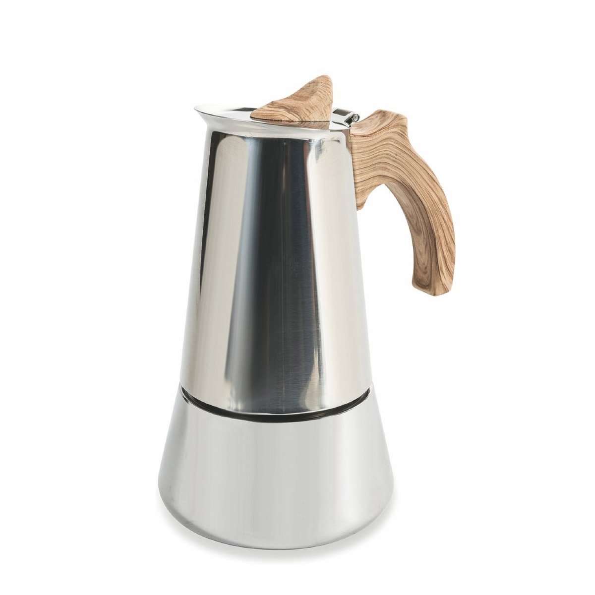 Cafeteira 4 chávenas em aço inoxidável com pega efeito madeira Riko Promoção Cafeteira 4 chávenas em aço inoxidável com pega efeito madeira Riko Promoção