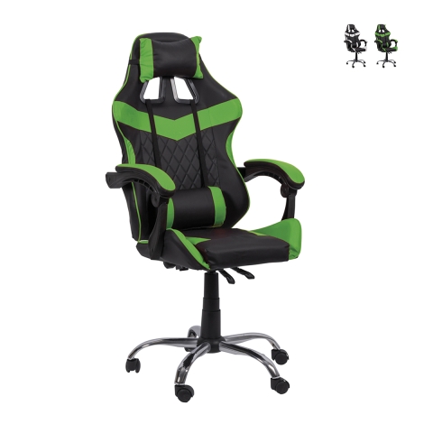 Cadeira de gaming giratória ajustável reclinável com duplo almofadado Jovix Promoção