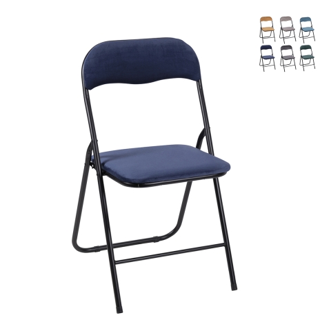 Conjunto de 6 cadeiras dobráveis com assento almofadado efeito veludo Pexis Promoção