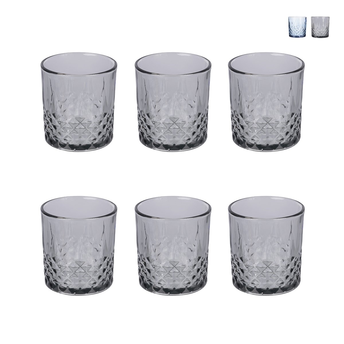 Conjunto de 6 copos de vidro 340 ml com superfície decorada Edinburgh Promoção Conjunto de 6 copos de vidro 340 ml com superfície decorada Edinburgh Promoção