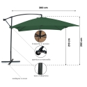 Guarda-sol de jardim 3x3m com braço lateral Kios Custo