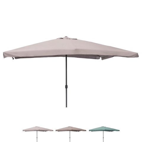 Chapéu de sol de jardim 3x4 com mastro central e abertura por manivela Cuba Promoção