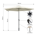 Guarda-sol de jardim exterior redondo 3m com mastro central Cuba Custo