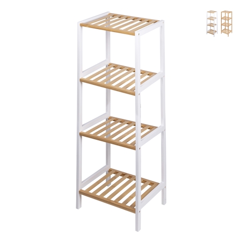 Armário de Casa de Banho Tavro, 4 Prateleiras em Bambu e MDF Promoção