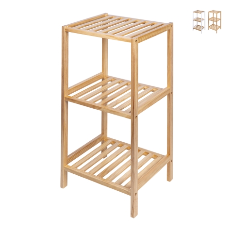 Móvel de casa de banho com 3 prateleiras em bambu e MDF Mivo Promoção