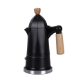 Cafeteira moka 4 chávenas em alumínio preto com pega em madeira Industry Promoção