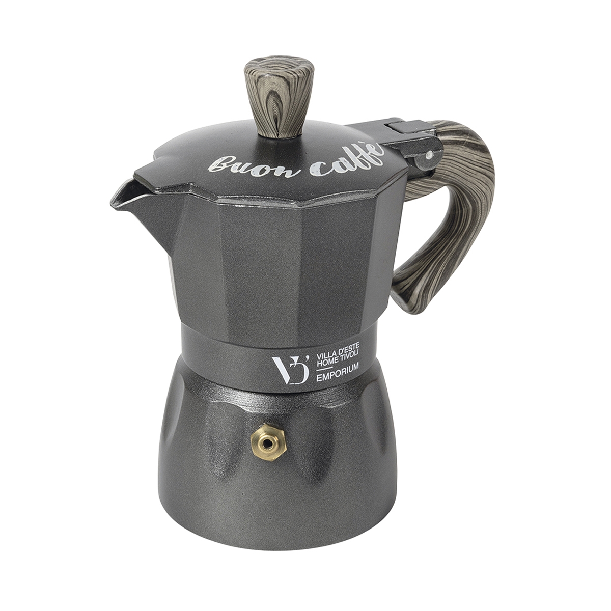 Cafeteira Moka 6 Chávenas com Cabo Imitação Madeira Buon Caffè Promoção