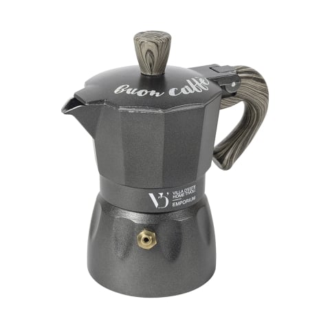 Cafeteira 2 Chávenas em Liga de Alumínio com Cabo Efeito Madeira Buon Caffè Promoção