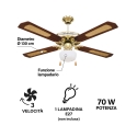 Ventoinha de tecto 4 pás com luz e função reversível 70W Windy Oferta