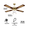 Ventoinha de tecto 4 pás com luz e função reversível 70W Windy Oferta