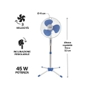 Ventoinha de pé, base em cruz 3 velocidades 45 W 133cm ArticFresh Preço