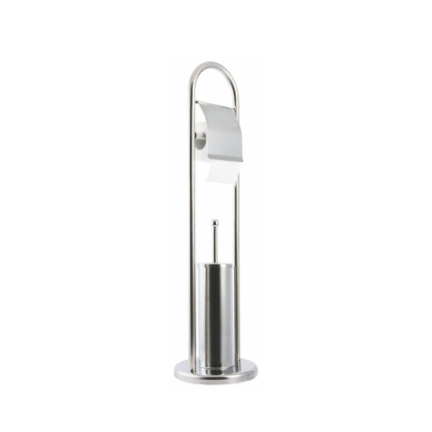 Suporte de chão para casa de banho com porta-escova e porta-rolo em metal Avela Promoção