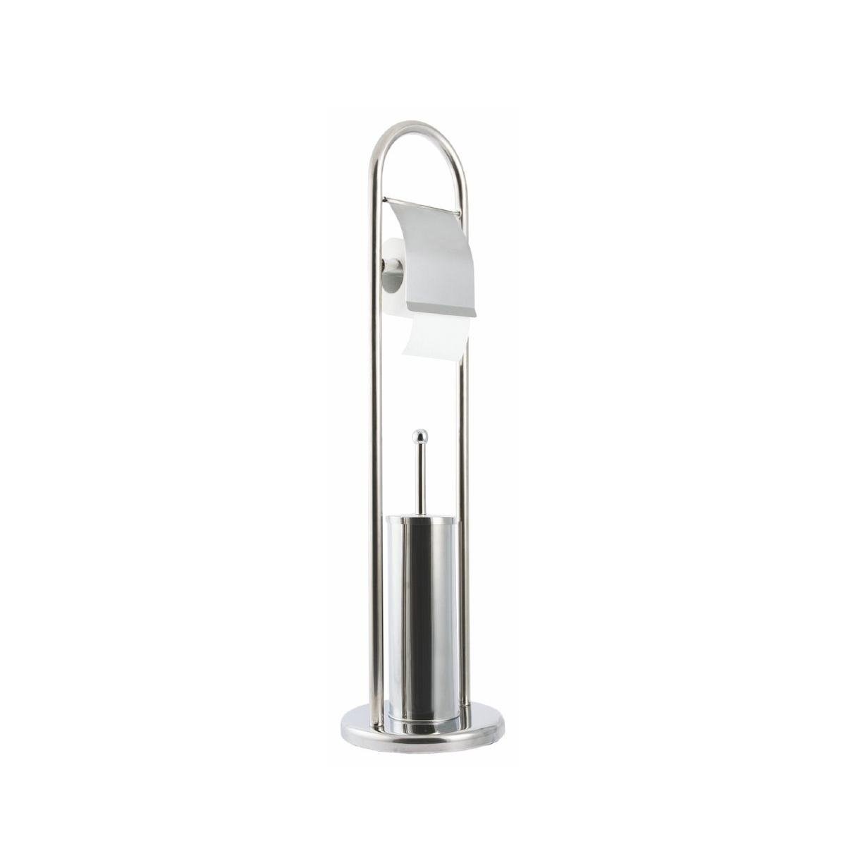 Suporte de chão para casa de banho com porta-escova e porta-rolo em metal Avela Promoção Suporte de chão para casa de banho com porta-escova e porta-rolo em metal Avela Promoção