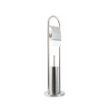 Suporte de chão para casa de banho com porta-escova e porta-rolo em metal Avela Promoção