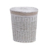 2 cestos para roupa suja com tampa em madeira e tecido Zeyra Oferta