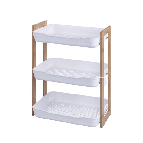 Estante móvel 3 prateleiras em madeira e plástico 35x20,5x45cm Senia Promoção