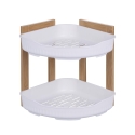 Prateleira de canto para duche em madeira com 2 prateleiras de plástico 23x23x27cm Aliva Promoção
