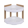 Prateleira de canto para duche em madeira com 2 prateleiras de plástico 23x23x27cm Aliva Promoção
