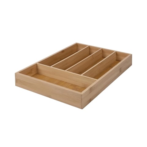 Organizador de talheres de gaveta em madeira 5 compartimentos 35,5x25,5x5cm Kavira Promoção