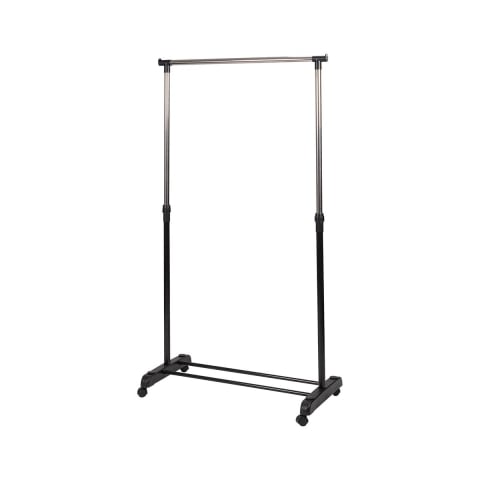 Cabideiro em metal com rodas 2 barras porta-sapatos 88x42,5cm Zulea Promoção