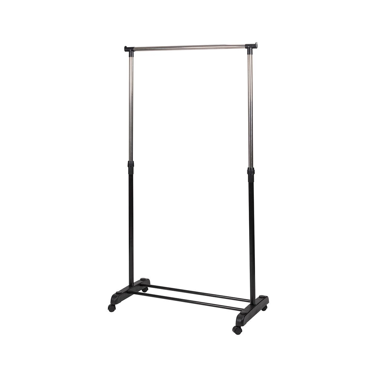 Cabideiro em metal com rodas 2 barras porta-sapatos 88x42,5cm Zulea