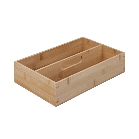 Organizador de talheres para gaveta em madeira de bambu 28x18x7cm Samia Promoção