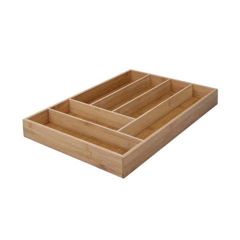 Organizador de talheres para gaveta com 6 divisórias em madeira 43,2x30,5x5cm Viora Promoção