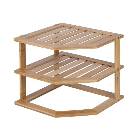 Prateleira de canto para cozinha 3 estantes em madeira 25x25x23cm Tolvak Promoção