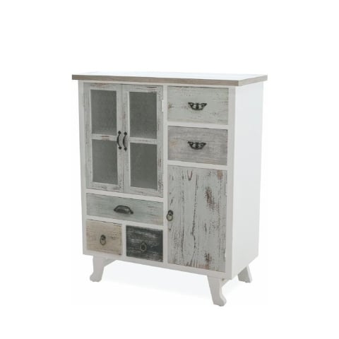 Móvel em madeira shabby chic com 5 gavetas e 3 portas Decapé Promoção