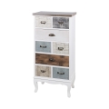 Cómoda alta em madeira 8 gavetas 58x35x123cm estilo shabby chic Sardinia Promoção
