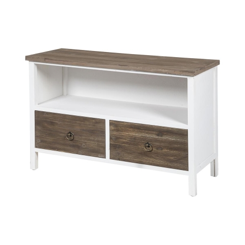 Móvel de apoio para TV estilo shabby chic em madeira com 2 gavetas Terosk Promoção
