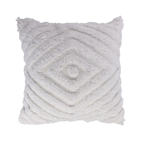 Almofada decorativa 45x45cm branca removível trabalhada diamond Fronda Promoção