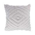 Almofada decorativa 45x45cm branca removível trabalhada diamond Fronda Promoção