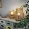 Luminária suspensa ânfora efeito rattan h34cm Lumezi Venda