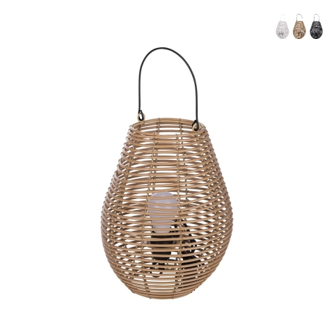 Luminária suspensa ânfora efeito rattan h34cm Lumezi Promoção