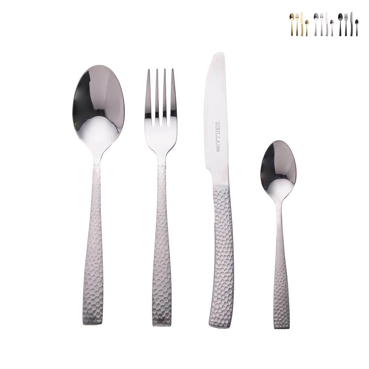 Conjunto de 24 Talheres em Aço Inoxidável com Cabo Texturizado Bali Promoção Conjunto de 24 Talheres em Aço Inoxidável com Cabo Texturizado Bali Promoção