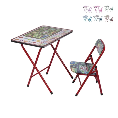 Conjunto de mesa e cadeira para crianças dobrável e compacto Baska Promoção