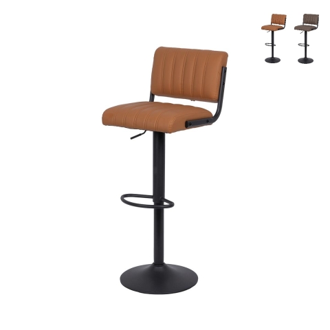 Conjunto de 2 Bancos de Cozinha Bar Giratórios em Pele Sintética Estilo Industrial Teyama Promoção