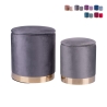 Conjunto de 2 puffs repousa-pés em tecido efeito veludo com base dourada Ilduma Modelo