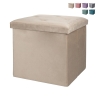 Puff com Armazenamento Quadrado 38x38cm Multiusos Efeito Veludo Yushka Promoção