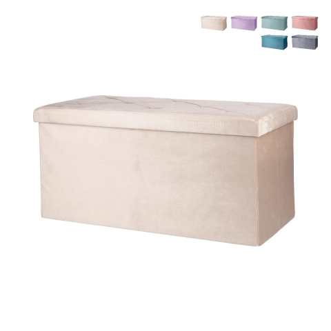 Banco multiuso com armazenamento efeito veludo 76x37,5x38cm Makino Promoção