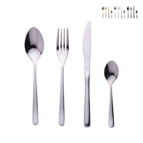 Conjunto de 24 Talheres em Aço Inox 18/0 Acabamento Brilhante Alyson Promoção