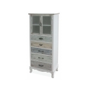 Aparador com vitrine estilo shabby chic 2 portas de vidro 5 gavetas Valencia Promoção