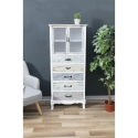 Aparador com vitrine estilo shabby chic 2 portas de vidro 5 gavetas Valencia Descontos