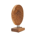 Escultura Étnica Decorativa em Madeira de Teca Feita à Mão Coin Oferta